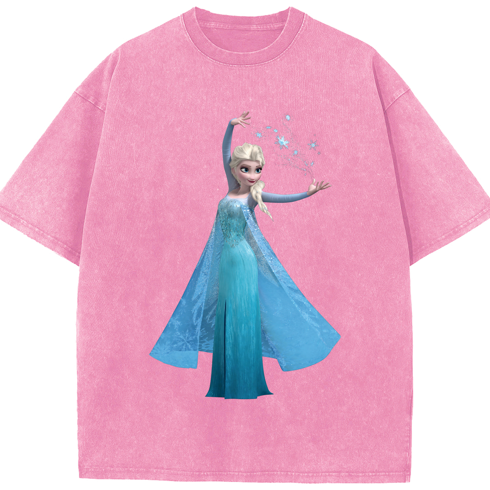 （画像用） アナと雪の女王 アンナ エルサ Frozen Anna Elsa 綿100% ヴィンテージ風 半袖Tシャツ（フロントプリント）